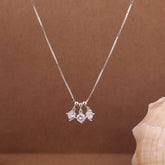 Three Stone Round Cut Diamond Necklace
